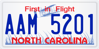 NC license plate AAM5201