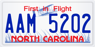 NC license plate AAM5202