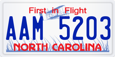 NC license plate AAM5203