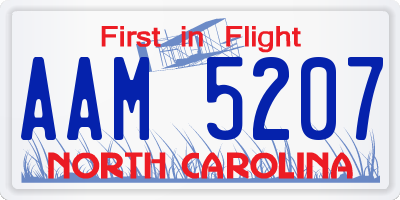 NC license plate AAM5207