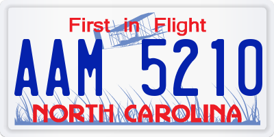 NC license plate AAM5210