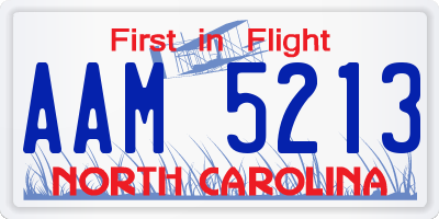 NC license plate AAM5213