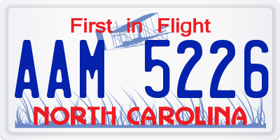 NC license plate AAM5226