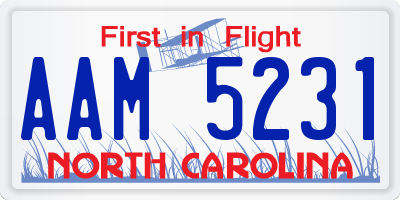 NC license plate AAM5231