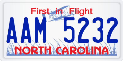 NC license plate AAM5232