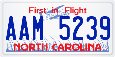 NC license plate AAM5239