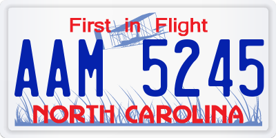NC license plate AAM5245