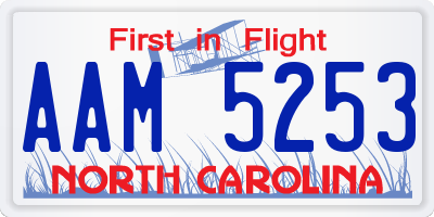 NC license plate AAM5253
