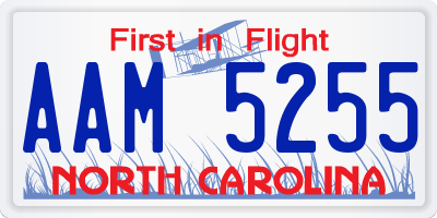 NC license plate AAM5255