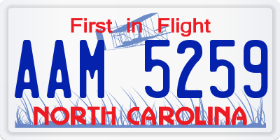 NC license plate AAM5259