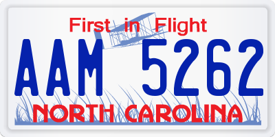 NC license plate AAM5262
