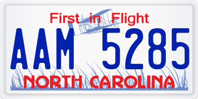 NC license plate AAM5285