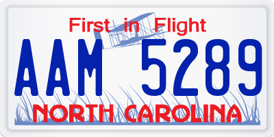 NC license plate AAM5289