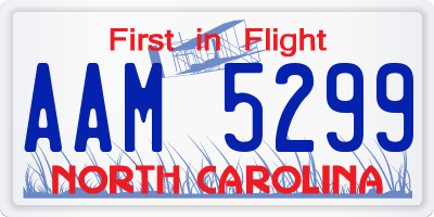 NC license plate AAM5299