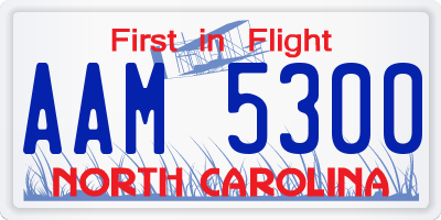 NC license plate AAM5300