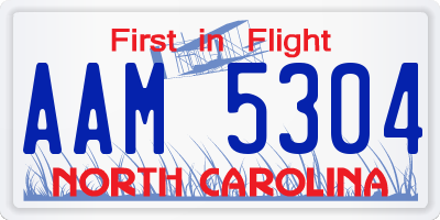 NC license plate AAM5304