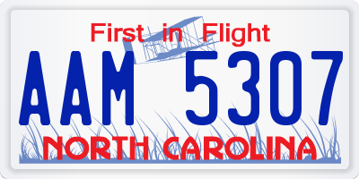 NC license plate AAM5307