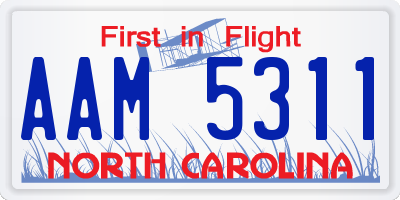 NC license plate AAM5311