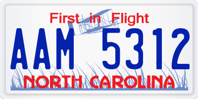 NC license plate AAM5312