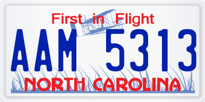 NC license plate AAM5313