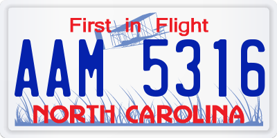 NC license plate AAM5316