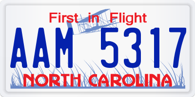 NC license plate AAM5317