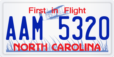 NC license plate AAM5320