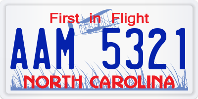 NC license plate AAM5321