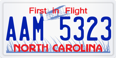 NC license plate AAM5323