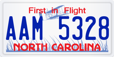 NC license plate AAM5328