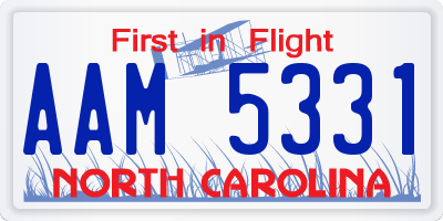NC license plate AAM5331