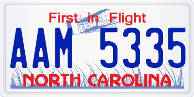 NC license plate AAM5335