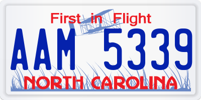 NC license plate AAM5339
