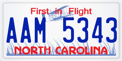 NC license plate AAM5343