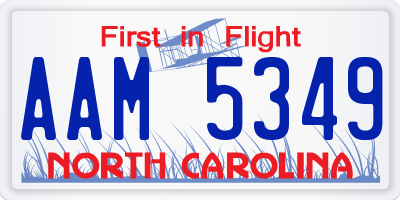 NC license plate AAM5349