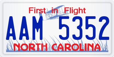 NC license plate AAM5352