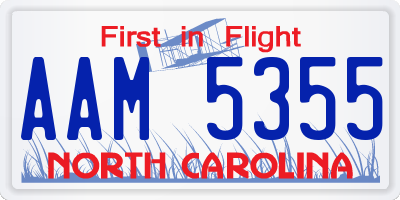 NC license plate AAM5355