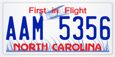 NC license plate AAM5356