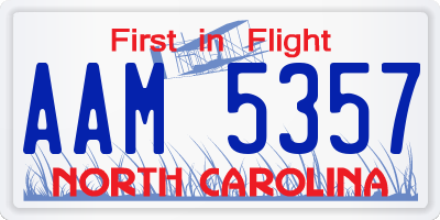 NC license plate AAM5357