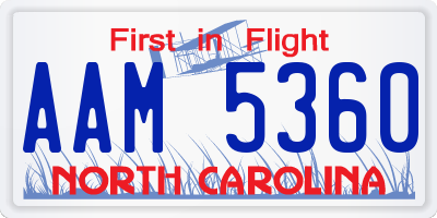 NC license plate AAM5360