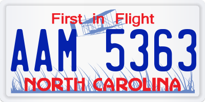 NC license plate AAM5363