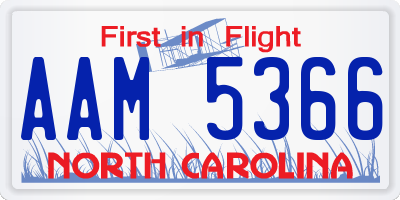 NC license plate AAM5366