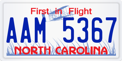 NC license plate AAM5367