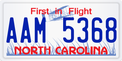 NC license plate AAM5368