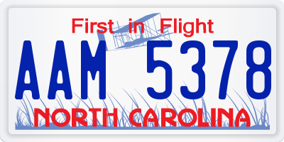 NC license plate AAM5378