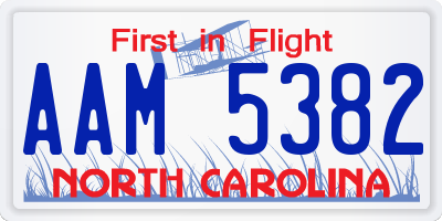 NC license plate AAM5382