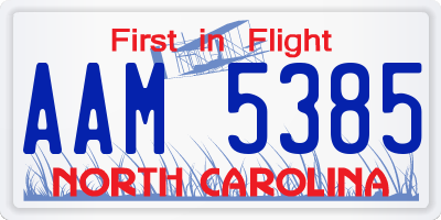 NC license plate AAM5385