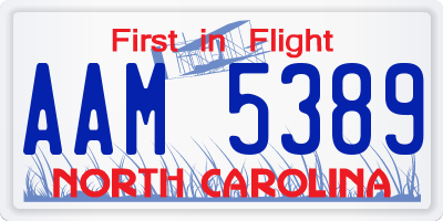 NC license plate AAM5389