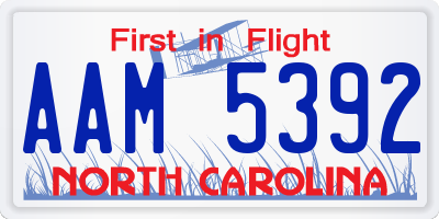 NC license plate AAM5392