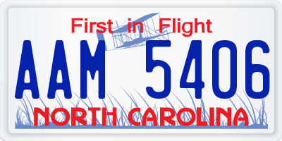 NC license plate AAM5406